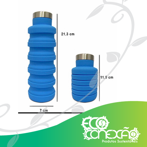 Garrafa Retrátil de Silicone Ecológico 500ml
